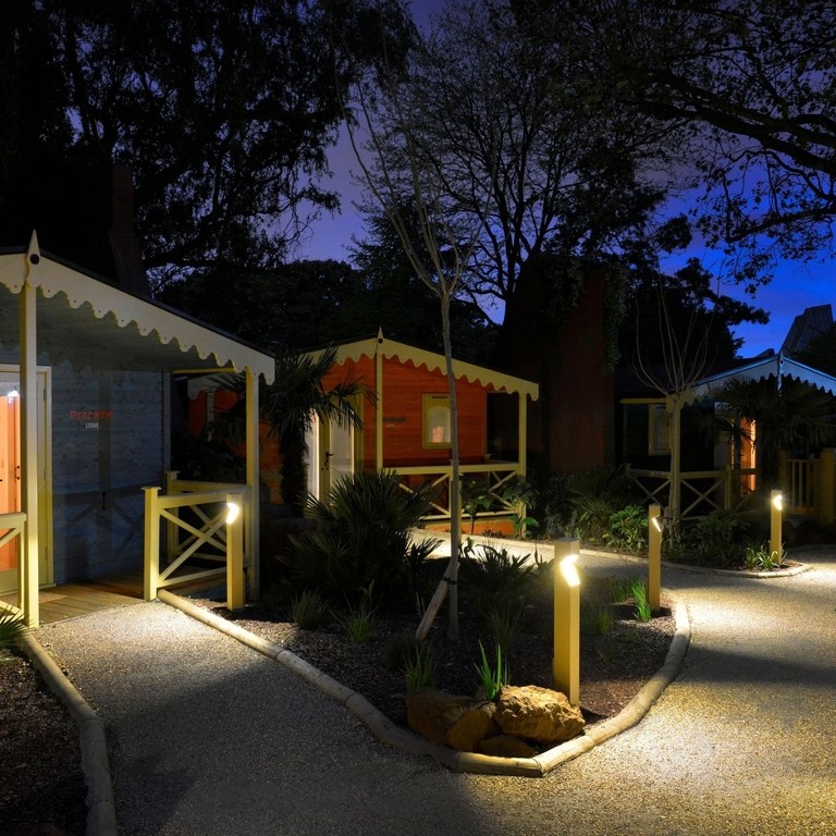 Gir Lion Lodges at night at ZSL London Zoo